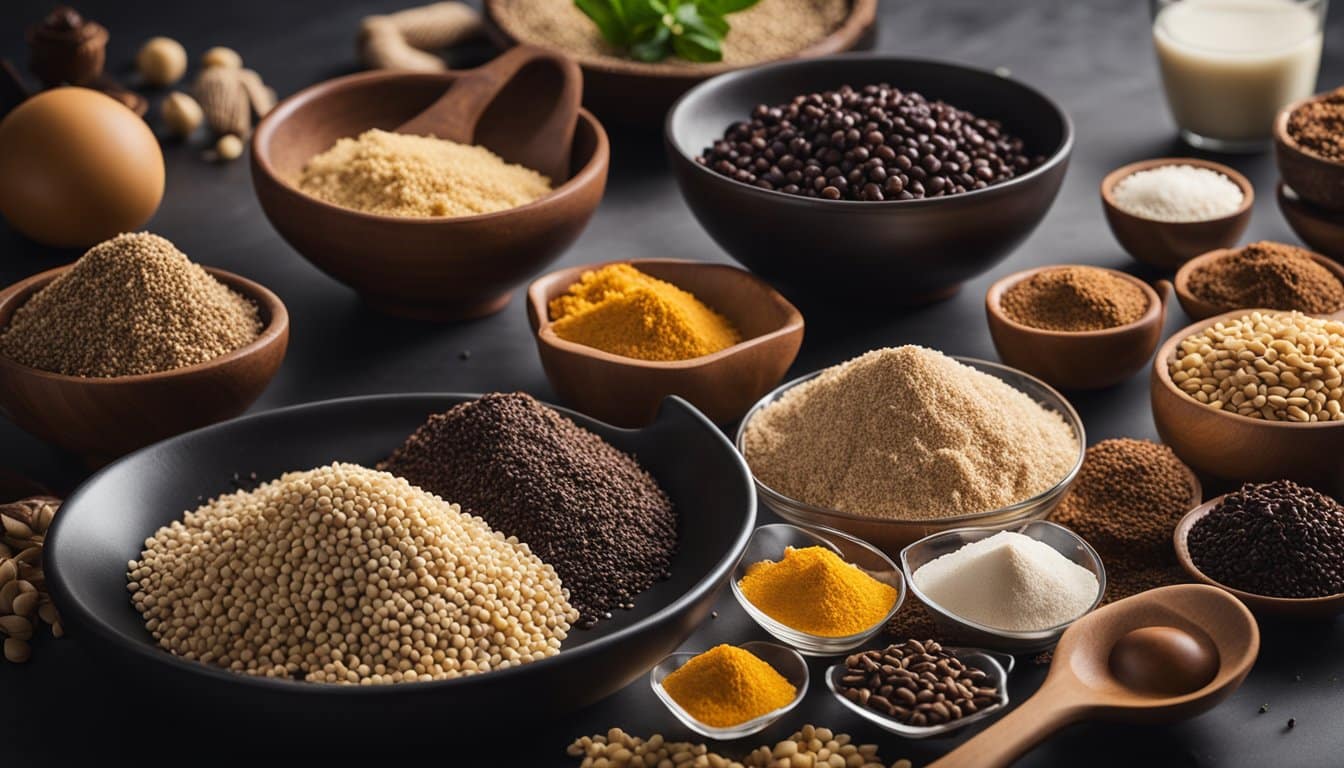 Uma bancada de cozinha com vários ingredientes e utensílios dispostos para fazer brigadeiros sem lactose