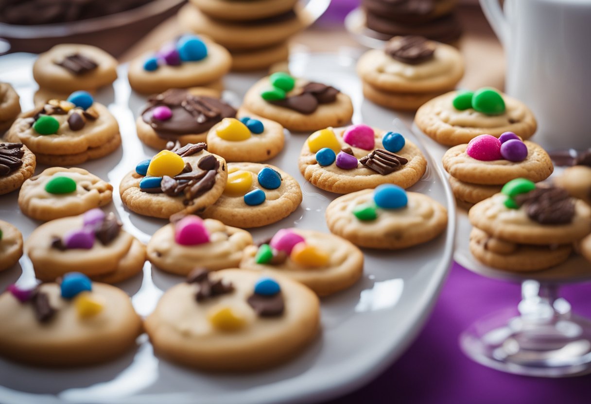 Uma colorida variedade de biscoitos sem laticínios em camadas em um prato, cobertos com um recheio liso e cremoso sem laticínios