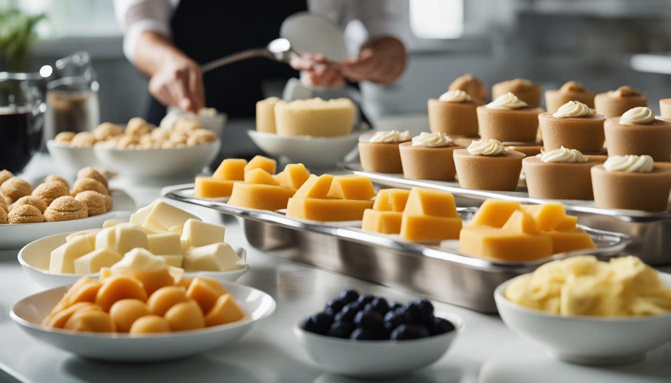 Uma variedade de ingredientes não lácteos, como leite de coco, leite de amêndoa e produtos à base de soja, estão sendo usados para preparar sobremesas sem lactose, como sorvete e mousse.